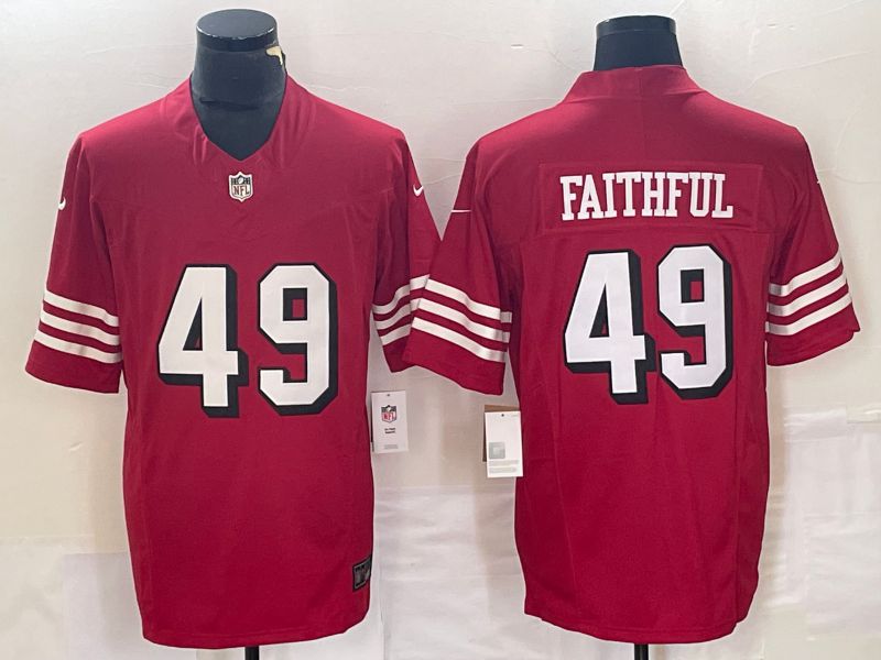 Men San Francisco 49ers #49 Faithful Red 2023 Nike Vapor Limited NFL Jersey style 3->los angeles lakers->NBA Jersey